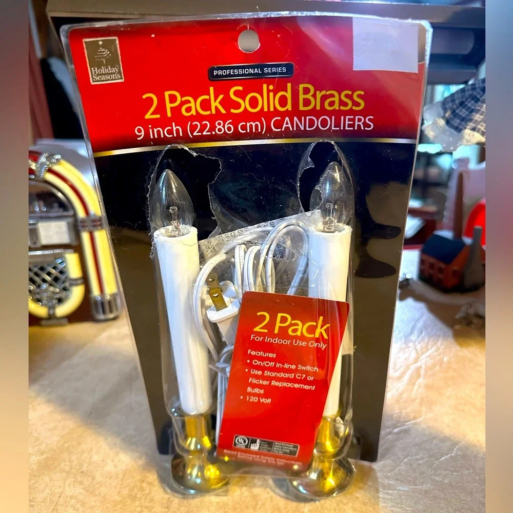 SOLID BRASS BASE 2 PACK 9” CANDOLIERS WHITE WEDDING ROMANTIC CANDLE ENGAGEMENT